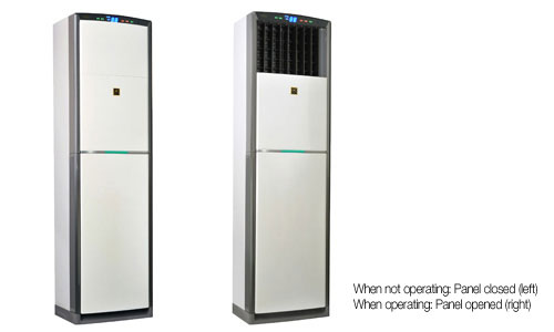 When not operating: Panel closed (left) When operating: Panel opened (right)