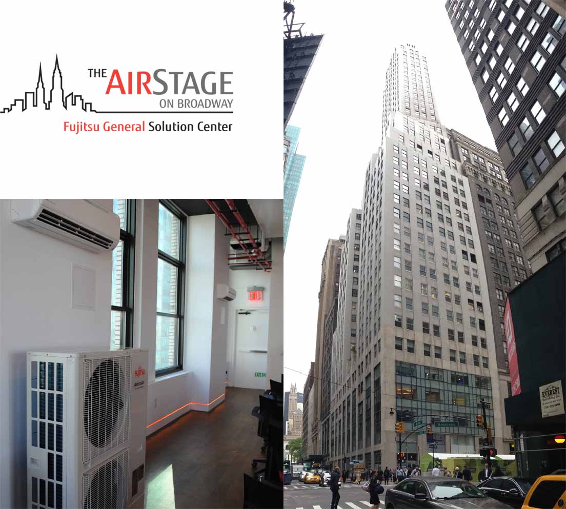 Logo mark of solution center (Upper left), building (Upper right. Solution center on 46F) and inside of solution center (Lower left)