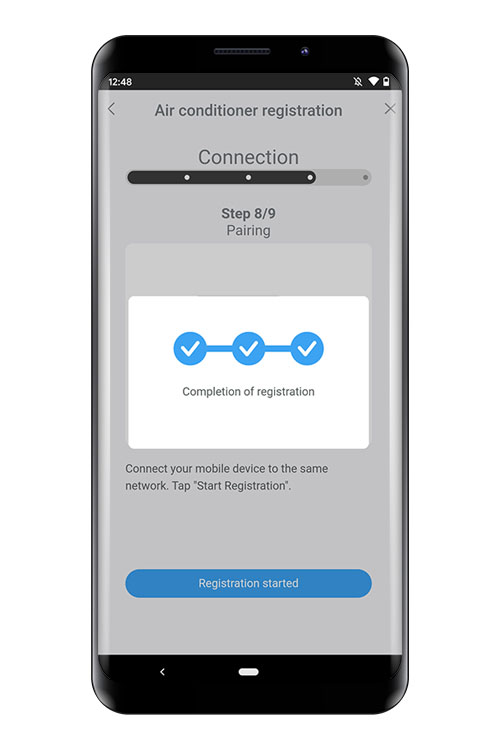 WLAN indicator lamp on the indoor unit will turn on.