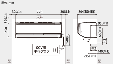 室内機設置スペース説明図