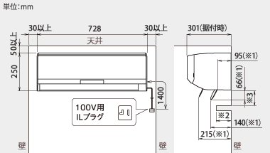 室内機設置スペース説明図