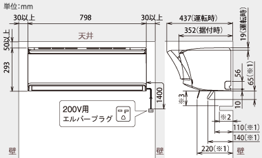 室内機設置スペース説明図