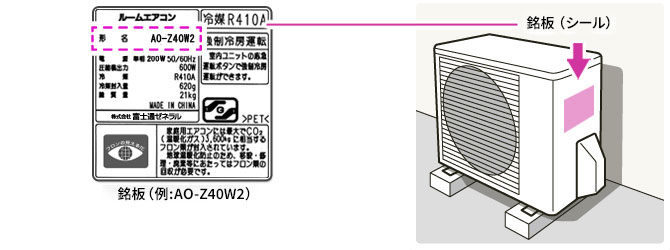 使っているエアコンの形名（機種名）がわかりません : よくあるご質問