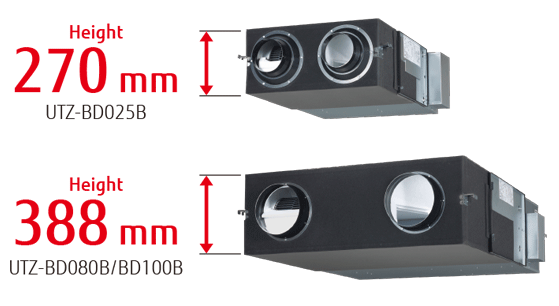 UTZ-BD025B Hauteur 270 mm, UTZ-BD080B/BD100B Hauteur 388 mm