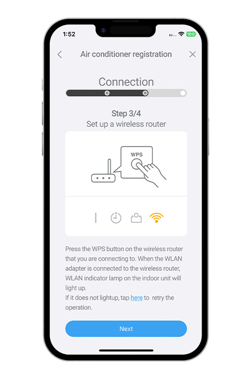 Appuyez sur le bouton WPS du routeur WLAN auquel vous vous connectez. Consultez le manuel d’utilisation du routeur WLAN pour connaître l’emplacement du bouton et la façon d’appuyer dessus.