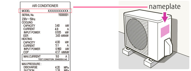 FAQs : Split Systems : How do I find the model name of my air conditioner?  United Kingdom