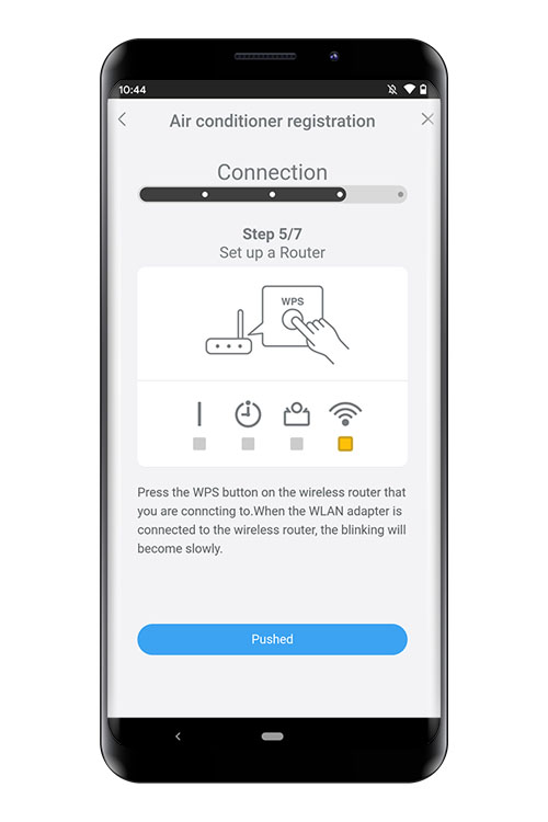 Press the WPS button on the WLAN router that you are connecting to. Refer to the operating manual of the WLAN router for the location of the button and how to press it.