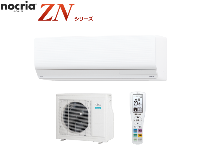 nocria® ZNシリーズ 「室内機 AS-ZN282M-W」「室外機 AO-ZN282M」「リモコン」のイメージ