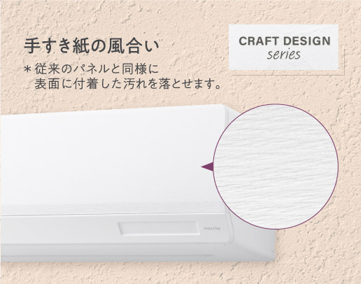 CRAFT DESIGN series 手すき紙の風合い　＊従来のパネルと同様に表面に付着した汚れを落とせます。