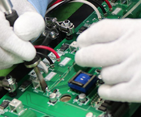 実装工程フローチャート、手はんだ付け