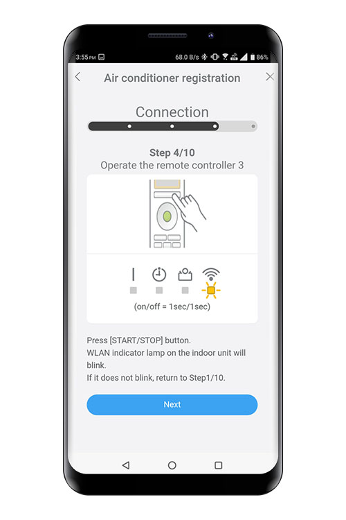 Press the WPS button on the WLAN router that you are connecting to. Refer to the operating manual of the WLAN router for the location of the button and how to press it.