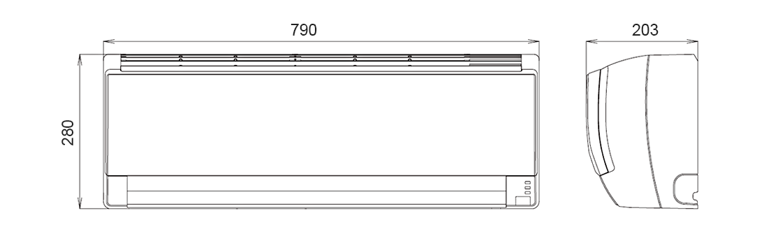 室內機 外觀尺寸 : 280&times;790&times;203mm