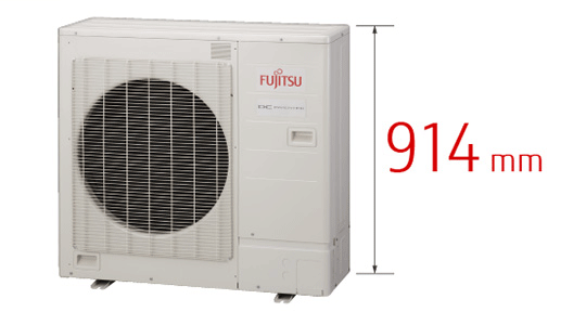 ตัวอย่างของรุ่นรวมศูนย์ขนาด 14kW: 1290 มม., รุ่นใหม่ [ความแตกต่างของความสูง 29%] : 914 มม.